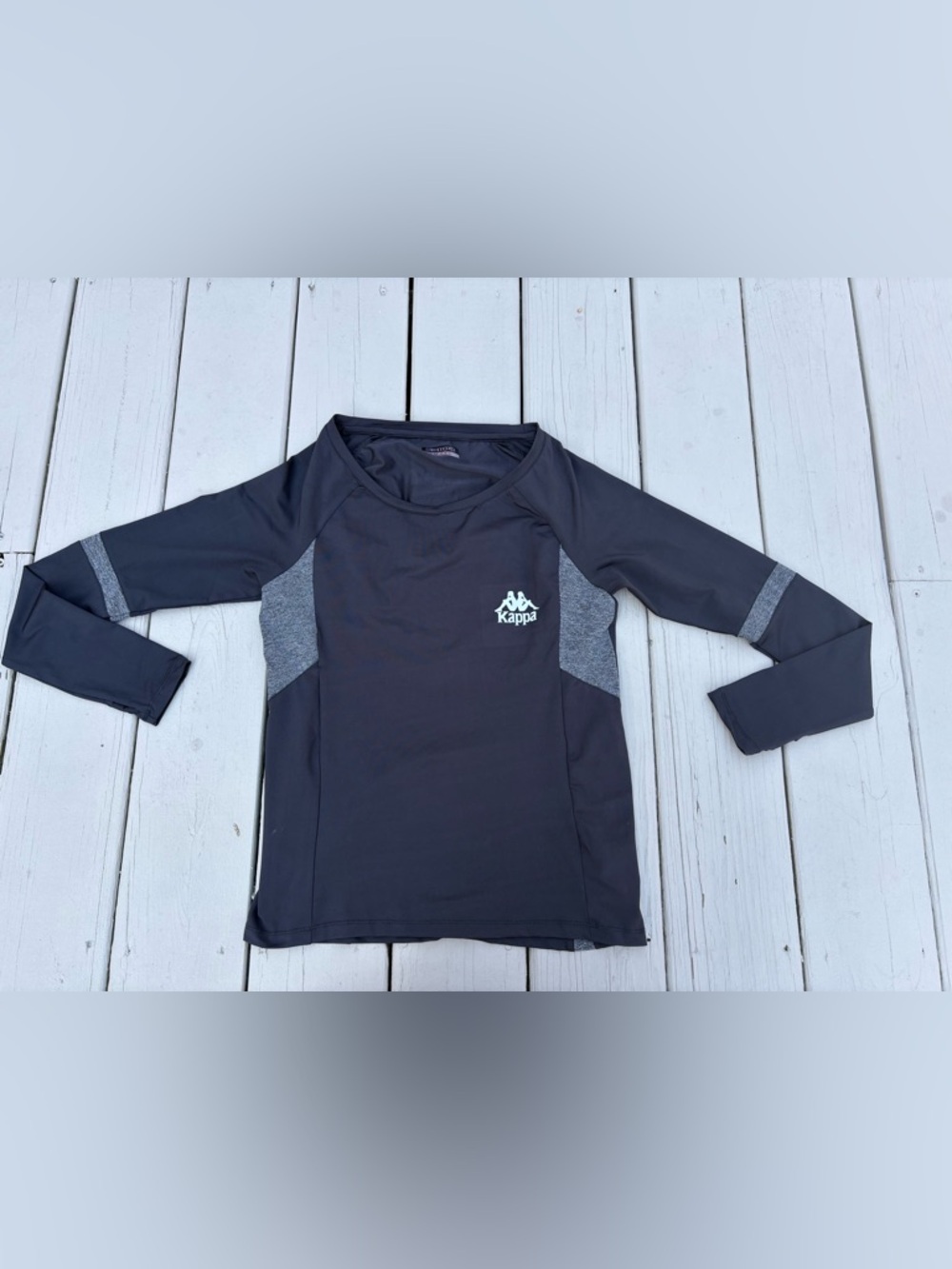 Women's Kappa Black Long Sleeve Performance Top with Gray Panels Size Small